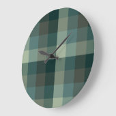 Grüner Gingham-Karo-Karo-Design  Große Wanduhr (Winkel)