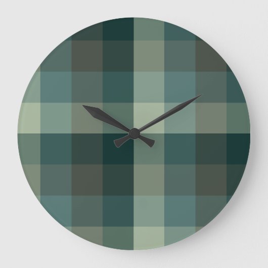 Grüner Gingham-Karo-Karo-Design  Große Wanduhr (Vorderseite)