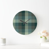 Grüner Gingham-Karo-Karo-Design  Große Wanduhr (Zuhause)