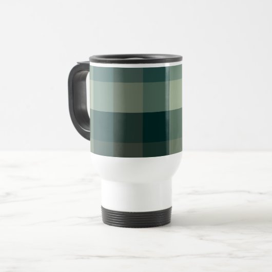 Grüner Gingham-Karo-Karo-Design Reisebecher (Vorderseite Links)