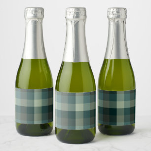 Grüner Gingham-Karo-Karo-Design Schaumweinetikett