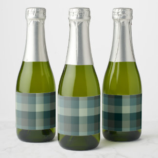 Grüner Gingham-Karo-Karo-Design Schaumweinetikett