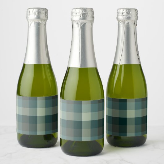 Grüner Gingham-Karo-Karo-Design Schaumweinetikett (Flaschen)