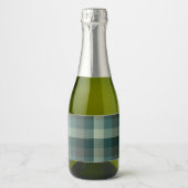 Grüner Gingham-Karo-Karo-Design Schaumweinetikett (Vorderseite)