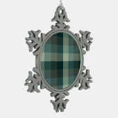 Grüner Gingham-Karo-Karo-Design  Schneeflocken Zinn-Ornament (Links)