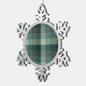 Grüner Gingham-Karo-Karo-Design  Schneeflocken Zinn-Ornament (Rechts)
