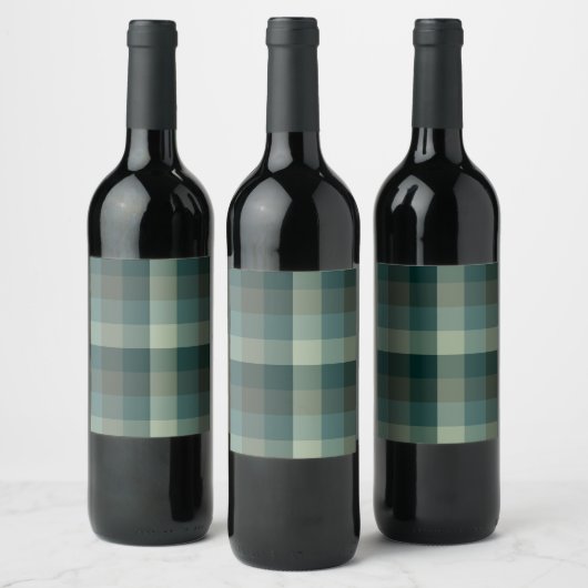 Grüner Gingham-Karo-Karo-Design  Weinetikett (Flaschen)