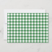 Grüner Gingham Karo personalisierte Flat  Mitteilungskarte (Rückseite)