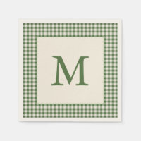 Grüner Gingham-Karo-Personalized Anfangsbuchstabe