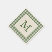 Grüner Gingham-Karo-Personalized Anfangsbuchstabe Serviette (Ecke)