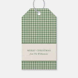 Grüner Gingham-Karo-Weihnachten mit individuellem  Geschenkanhänger