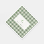 Grüner Gingham-Karofamilienname Monogramm Anfangsb Serviette (Ecke)