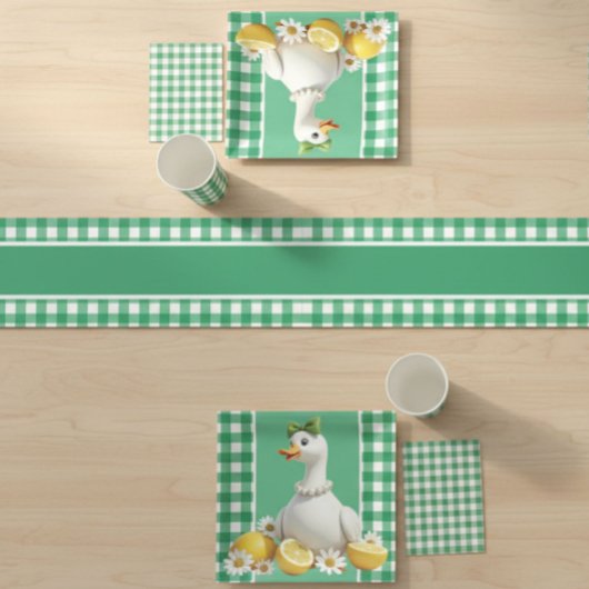 Grüner Gingham  Kurzer Tischläufer