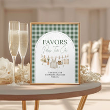 Grüner Gingham lokal angebaute Favor-Tisch-Schild