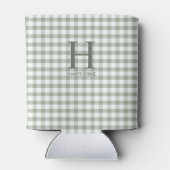 Grüner Gingham moderner Monogramm Dosenkühler (Rückseite)
