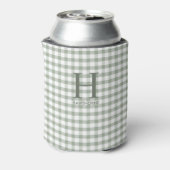 Grüner Gingham moderner Monogramm Dosenkühler (Kanne Rückseite)