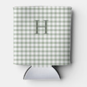Grüner Gingham moderner Monogramm Dosenkühler (Vorderseite)