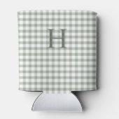 Grüner Gingham moderner Monogramm Dosenkühler (Rückseite)