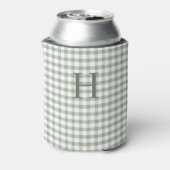 Grüner Gingham moderner Monogramm Dosenkühler (Kanne Rückseite)