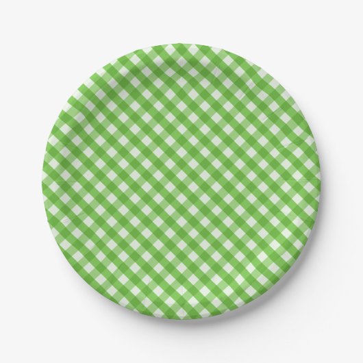 Grüner Gingham Pappteller (Vorderseite)
