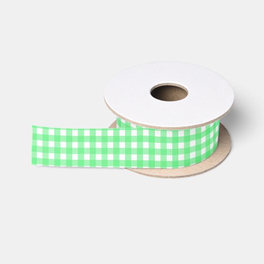 Grüner Gingham Satinband (Spule)