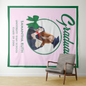 Grüner Gingham-Schleifen-Foto-Abschluss-Hintergrun Wandteppich (Beispiel (Horizontal))