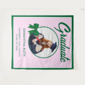 Grüner Gingham-Schleifen-Foto-Abschluss-Hintergrun Wandteppich (Vorderseite (Horizontal))