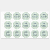 Grüner Gingham-Schleifen-Monogramm Etiketten (Blatt)