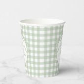 Grüner Gingham-Schmetterlings-Baby-Party Pappbecher (Rechts)