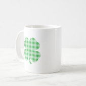 Grüner Gingham Shamrock Kaffeetasse (Vorderseite Links)
