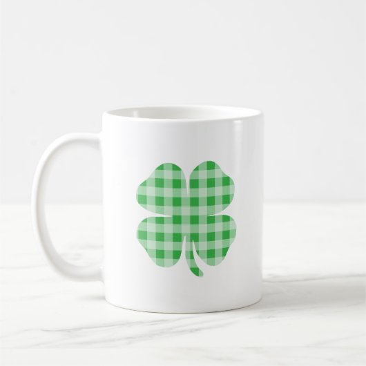 Grüner Gingham Shamrock Kaffeetasse (Links)