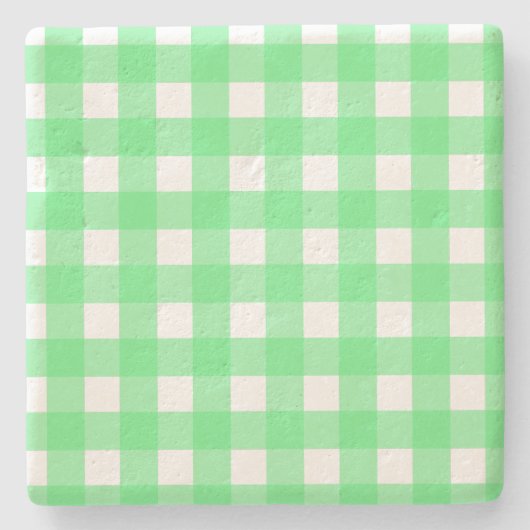 Grüner Gingham Steinuntersetzer (Vorderseite)