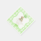 Grüner Gingham-Teddy-Bär-Baby-Party Serviette (Ecke)