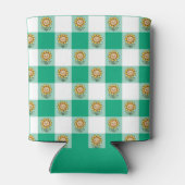 Grüner Gingham und gelbe Sonnenblumen Dosenkühler (Rückseite)
