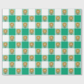 Grüner Gingham und gelbe Sonnenblumen Geschenkpapier (Flach)