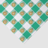 Grüner Gingham und gelbe Sonnenblumen Seidenpapier (Ausschnitt)