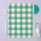 Grüner Gingham und gelbe Sonnenblumen Seidenpapier (Handwerk)