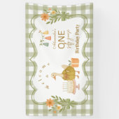 Grüner Gingham Verrückter Gans 1. Geburtstag Banner (Vertikal)