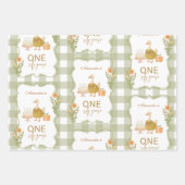 Grüner Gingham Verrückter Gans 1. Geburtstag Geschenkpapier Set (Vorderseite 2)