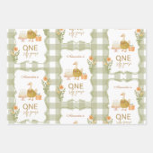 Grüner Gingham Verrückter Gans 1. Geburtstag Geschenkpapier Set (Vorderseite)