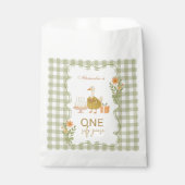 Grüner Gingham Verrückter Gans 1. Geburtstag Geschenktütchen (Vorderseite)