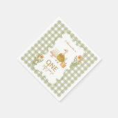 Grüner Gingham Verrückter Gans 1. Geburtstag Serviette (Ecke)