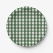 Grüner Gingham-Weihnachten Pappteller (Vorderseite)