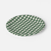 Grüner Gingham-Weihnachten Pappteller (Schrägansicht)