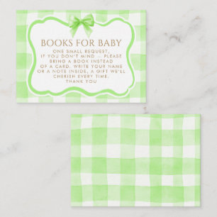 Grüner Gingham-Wellenrahmen-Bogen Bücher für Baby Begleitkarte