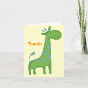 Grüner Giraffeapplique-Dank Dankeskarte