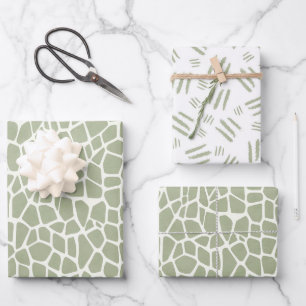 Grüner Giraffen-Druck-Geburtstag Geschenkpapier Set
