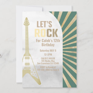 Grüner Gitarre Rock and Roll Rockstar Geburtstag Einladung