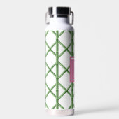 Grüner Gitterbambus-Muster-Monogramm mit Prep-Look Trinkflasche (Vorne)