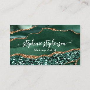 Grüner Glam Glitter Achat Mode Stylist Modern Visitenkarte